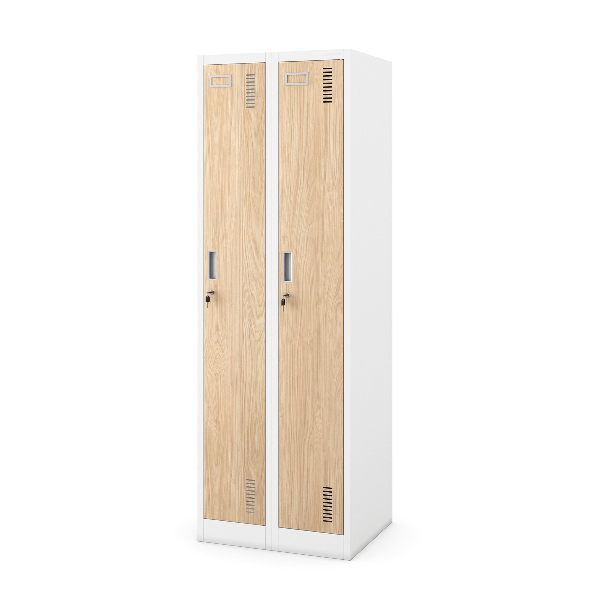 Szafka pracownicza dwukomorowa biała/dąb sonoma, 600x1800x500 mm: KACPER II Eco Design