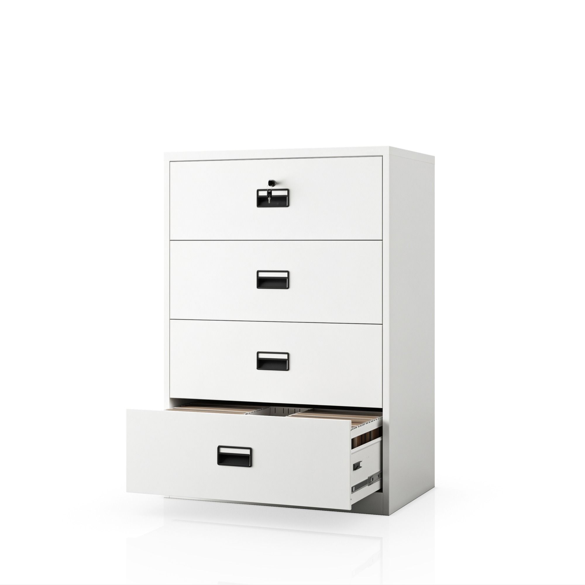 Szafa kartotekowa metalowa z 4 szufladami biała, 900x1320x600 mm: SARA XL V4