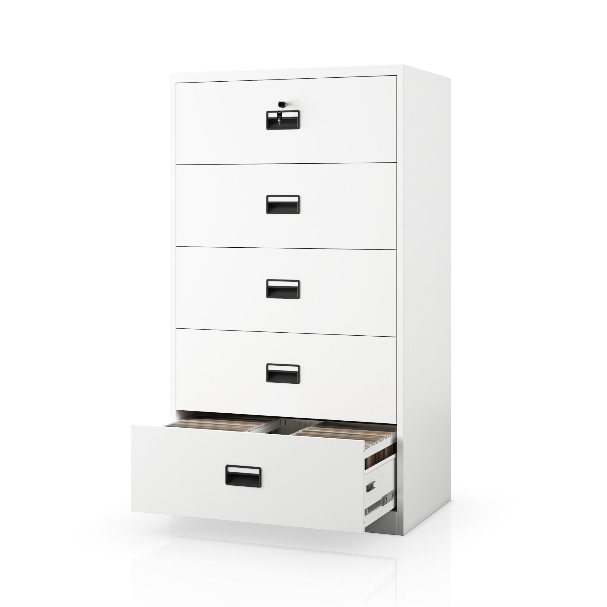 Szafa kartotekowa metalowa z 5 szufladami biała, 900x1620x600 mm: SARA XL V5