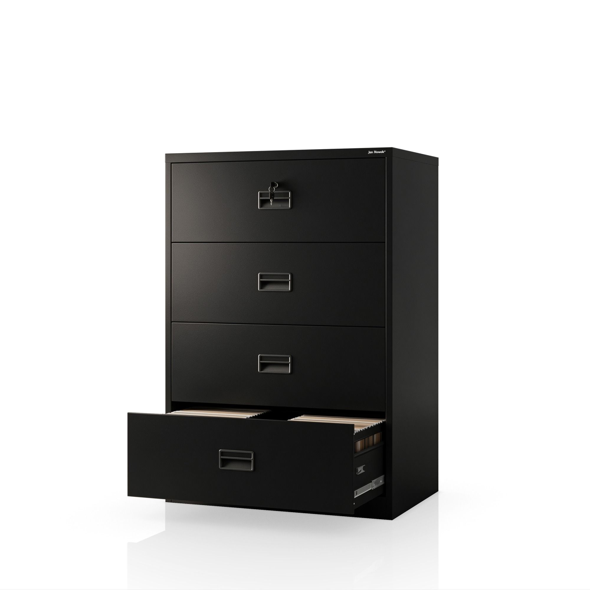Szafa kartotekowa metalowa z 4 szufladami czarna, 900x1320x600 mm: SARA XL V4