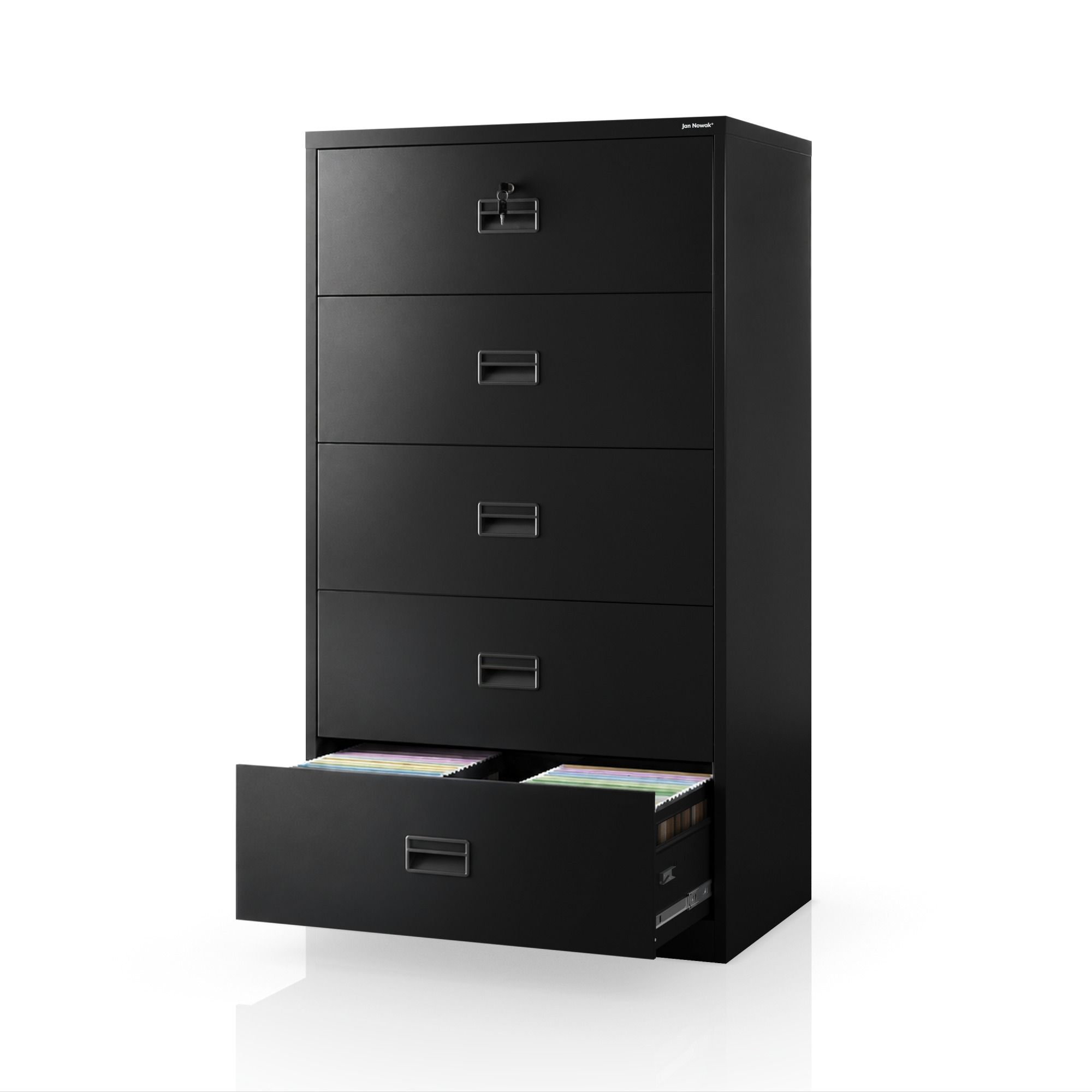 Szafa kartotekowa metalowa z 5 szufladami czarna, 900x1620x600 mm: SARA XL V5