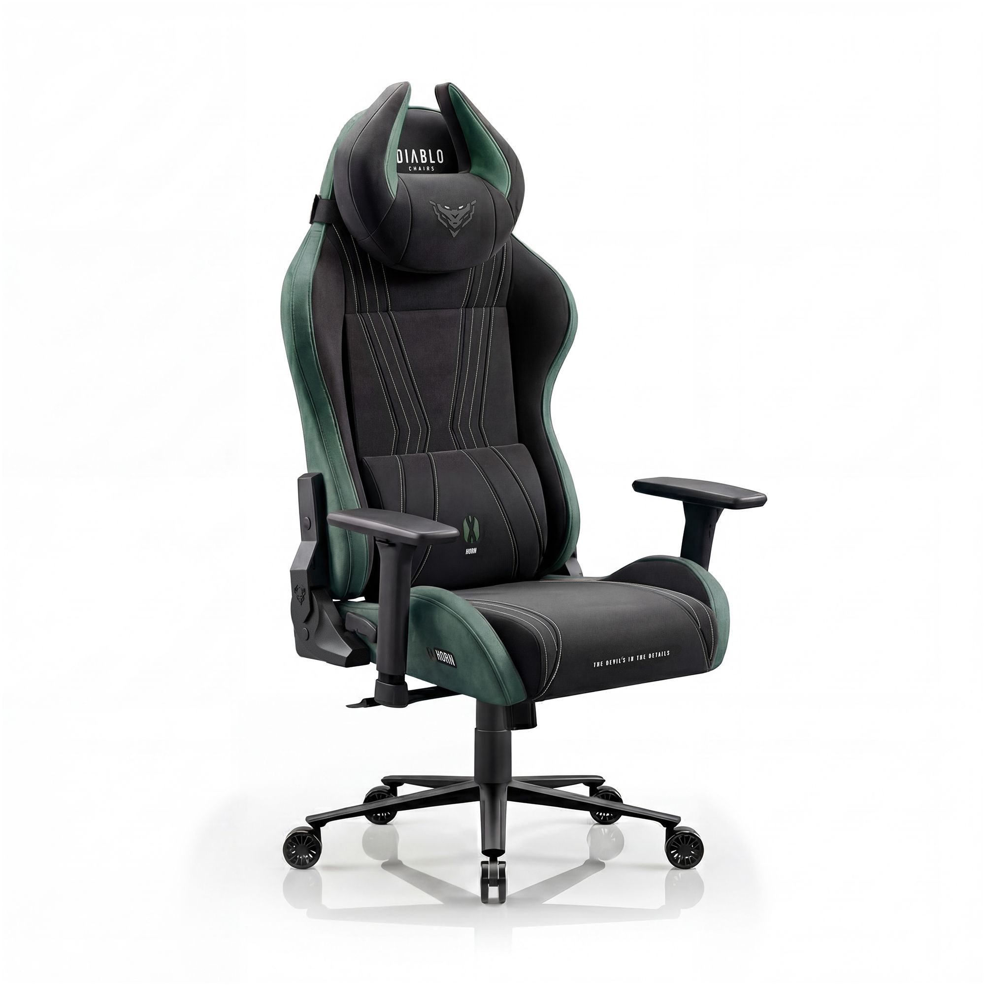 Fotel gamingowy materiałowy czarno-zielony Diablo X-Horn 2.0 Forest Green Normal