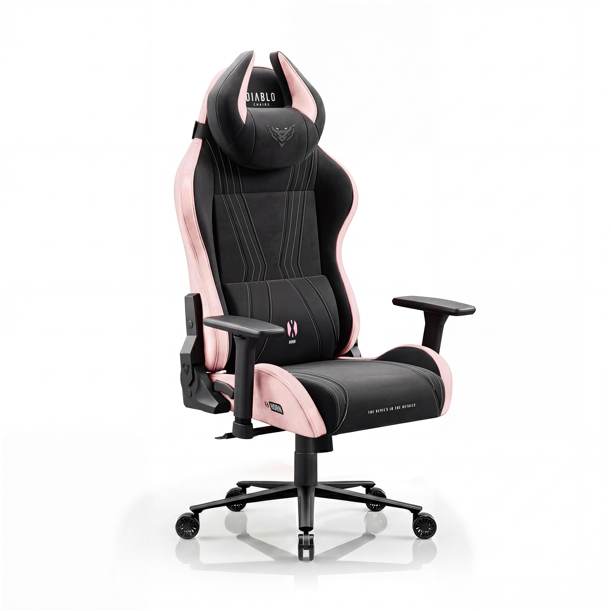 Fotel gamingowy materiałowy czarno-różowy Diablo X-Horn 2.0 Akira Pink Normal