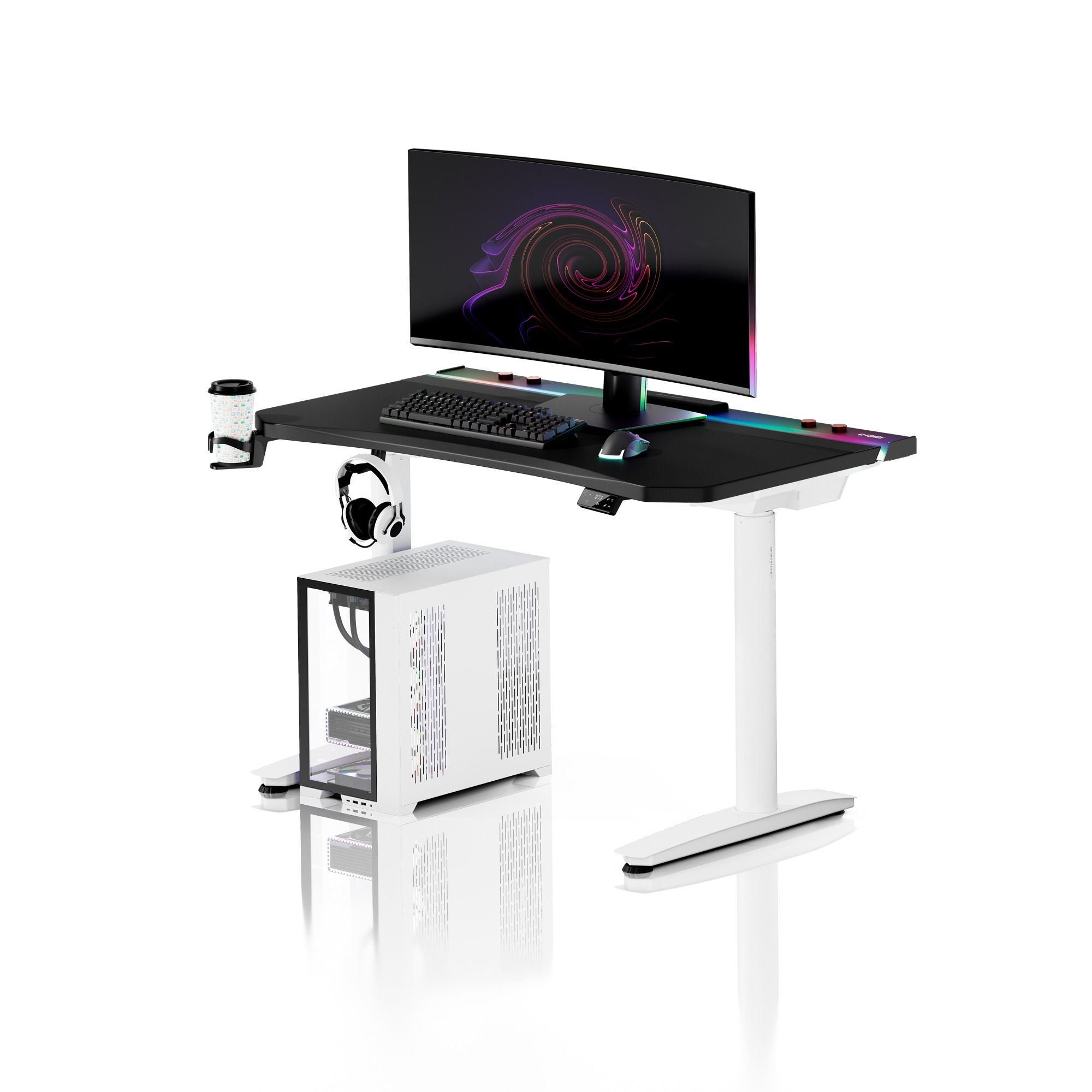 Biurko gamingowe elektryczne czarno-białe Diablo X-Forge 1200 x 700 mm