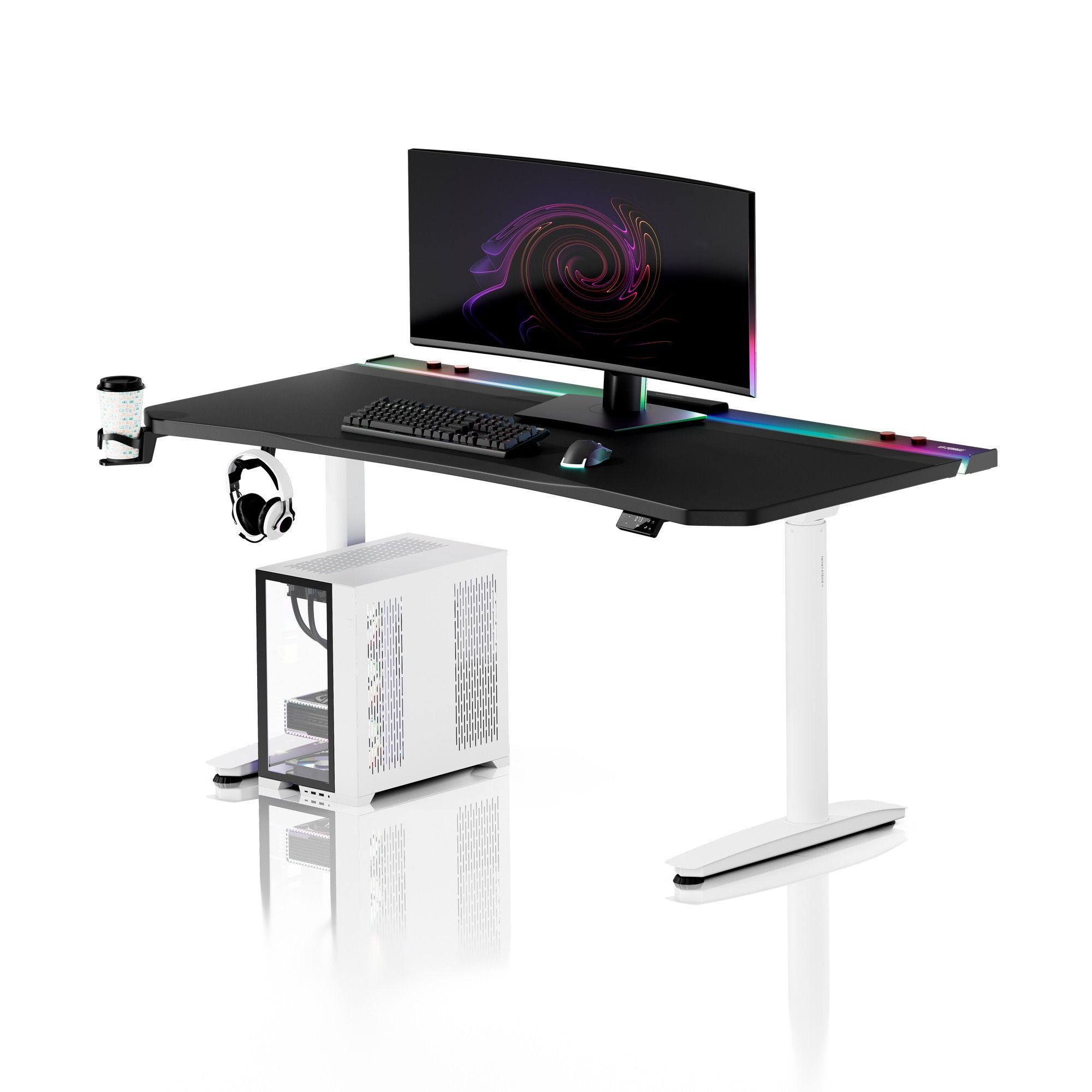 Biurko gamingowe elektryczne czarno-białe Diablo X-Forge 1600 x 800 mm