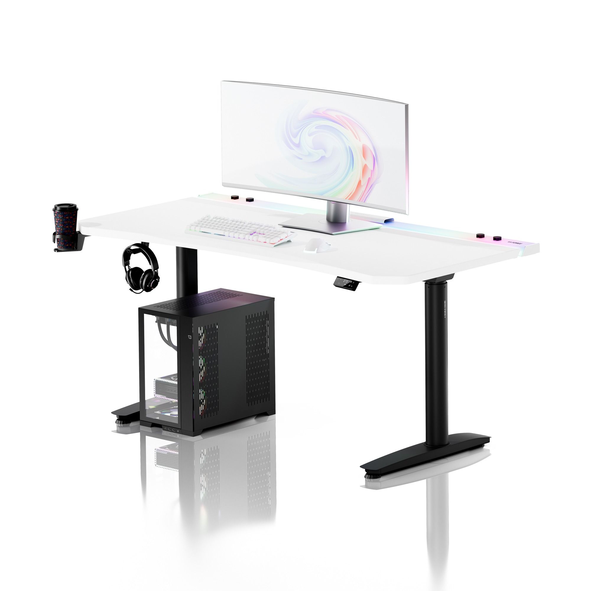 Biurko gamingowe elektryczne biało-czarne Diablo X-Forge 1600 x 800 mm