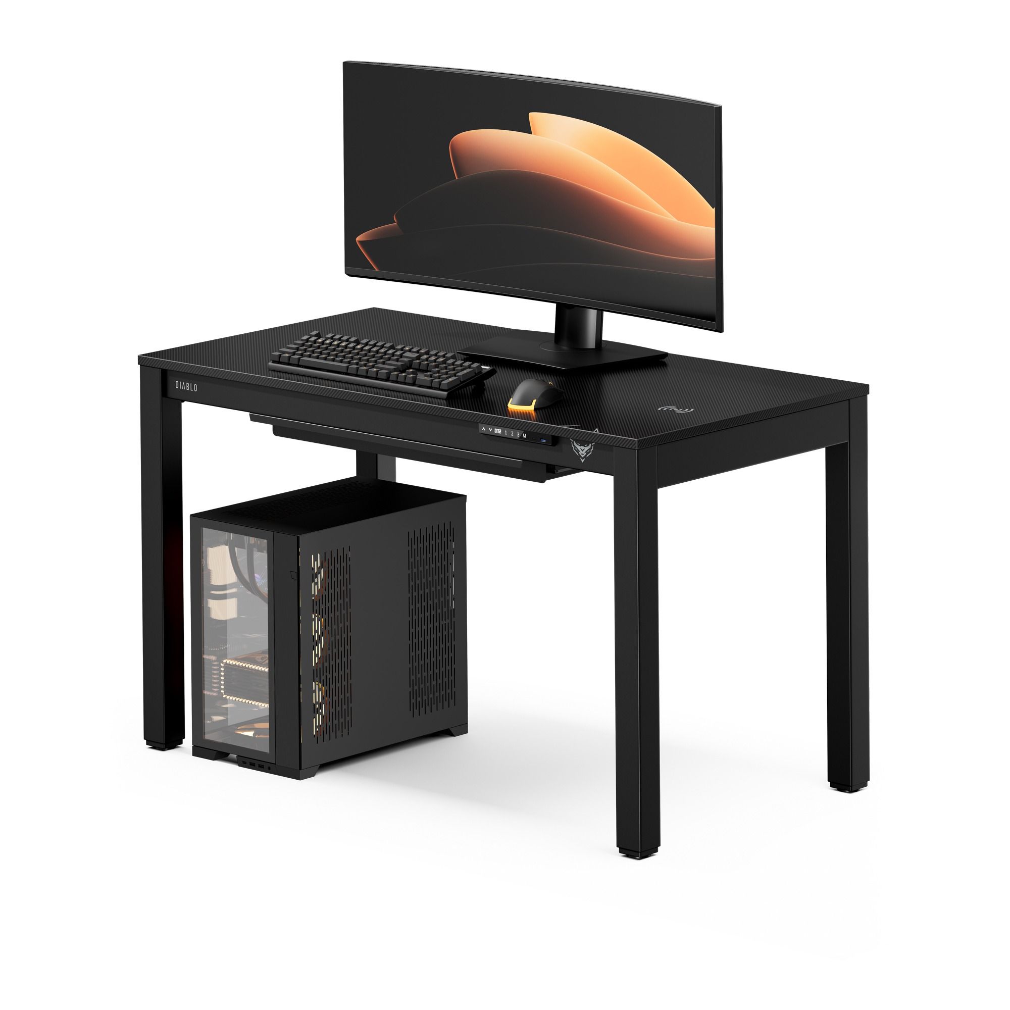 Stół gamingowy elektryczny, regulowany, 120x63 cm, podnoszony, ładowarka indukcyjna Qi i USB, czarny: X-RIFT