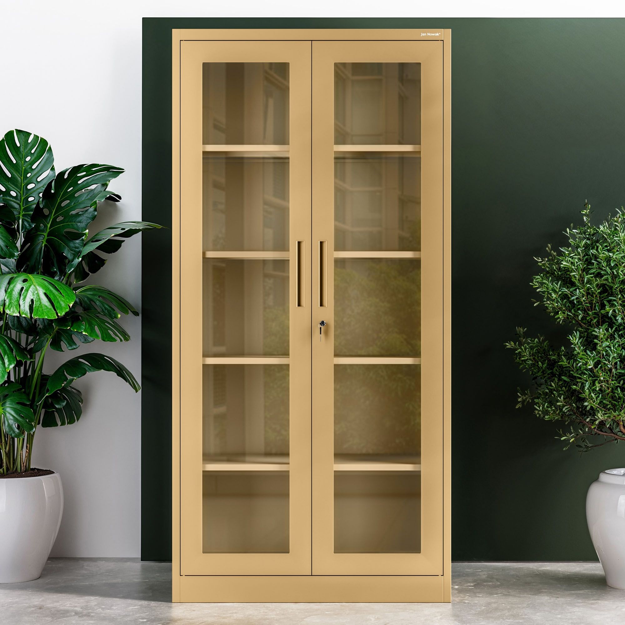 Witryna szklana AMELIA, 900 x 1850 x 400 mm, Fresh Style, beżowa