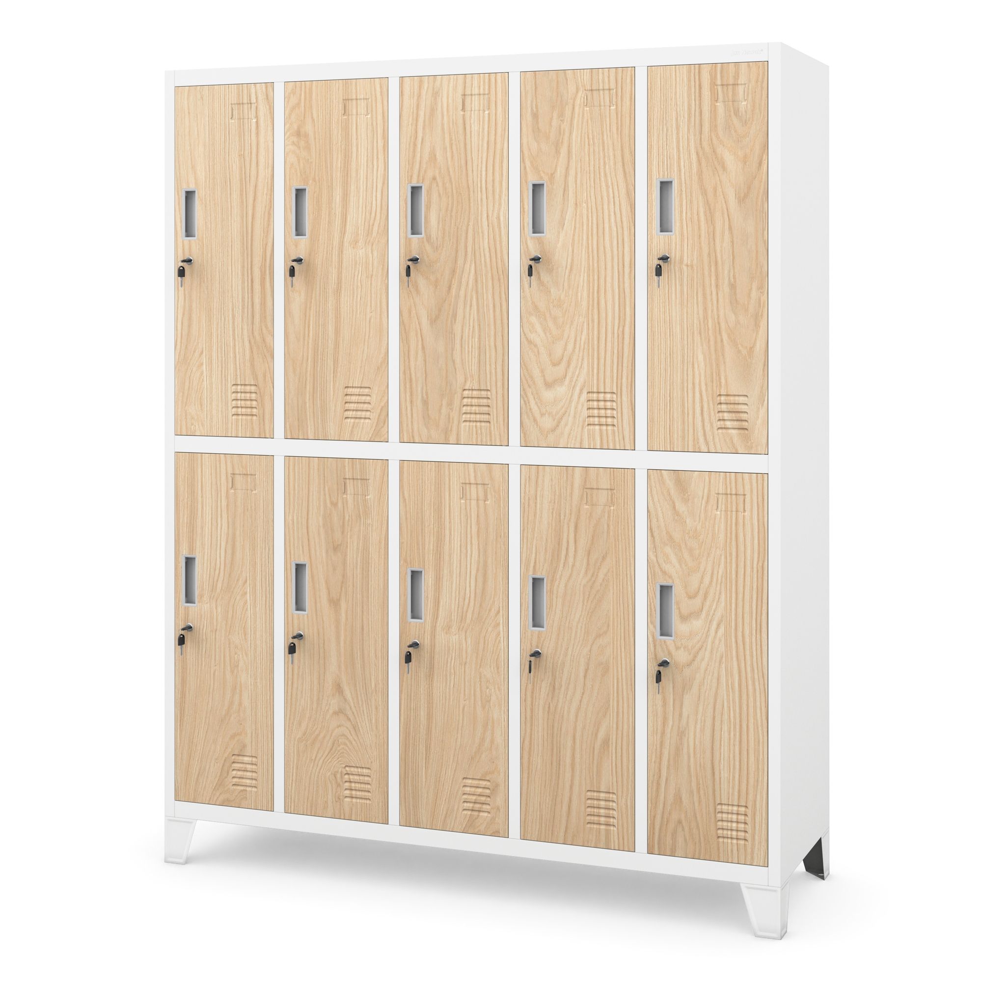 JAN NOWAK Eco Design model BARTEK 1360x1720x450 szafa socjalna 10-drzwiowa biała/dąb sonoma