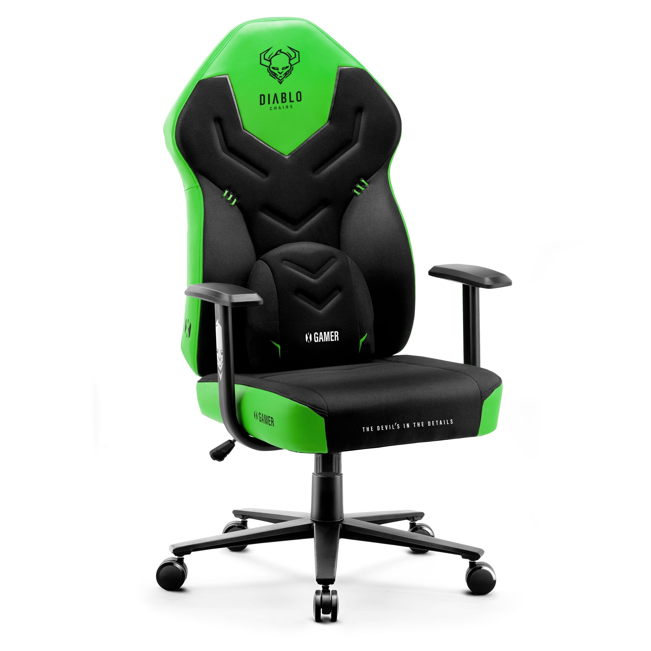 Fotel gamingowy materiałowy Diablo X-Gamer 2.0 Green Emerald: Normal Size