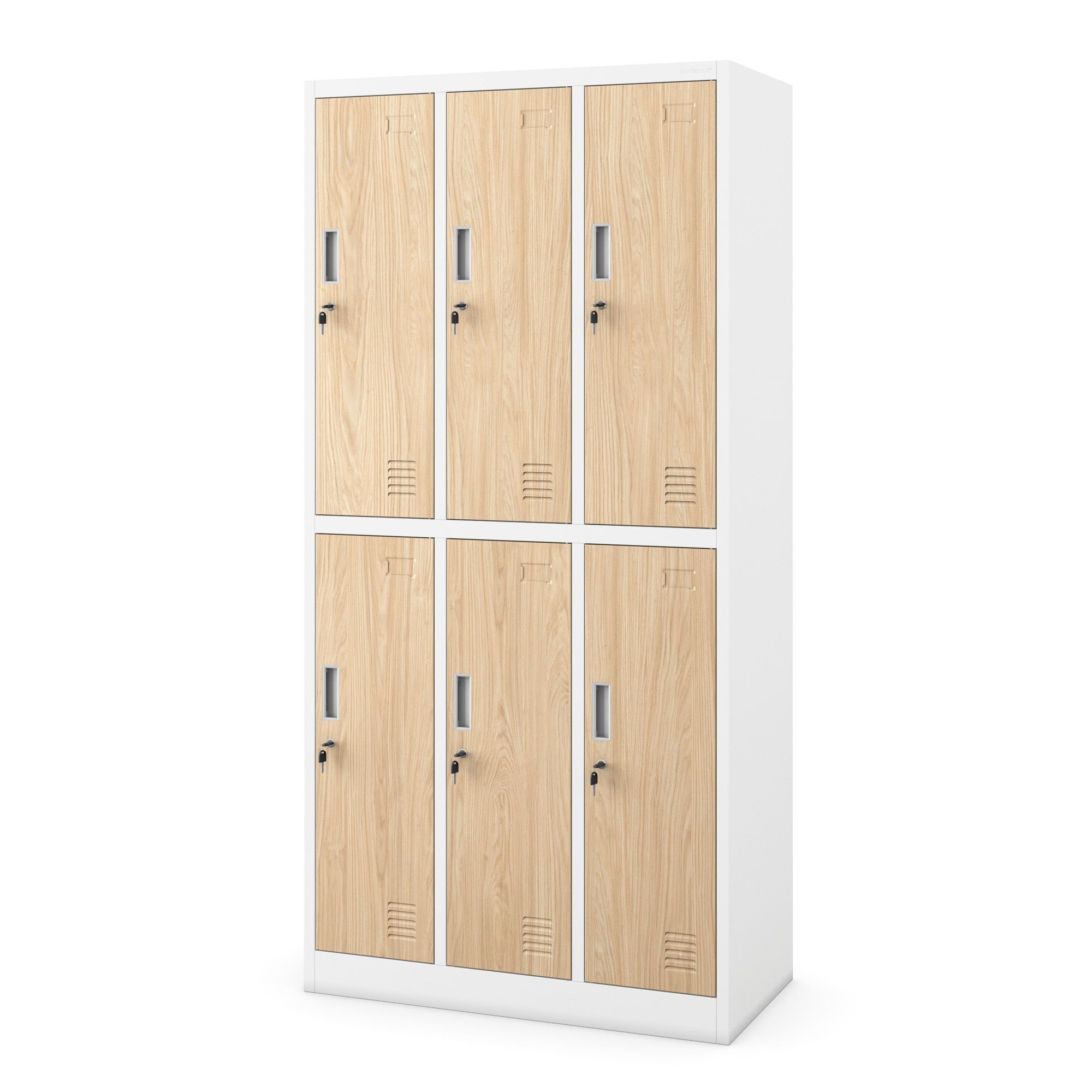 JAN NOWAK Eco Design model IGOR 900x1850x450 szafa socjalna 6-drzwiowa biała/dąb sonoma