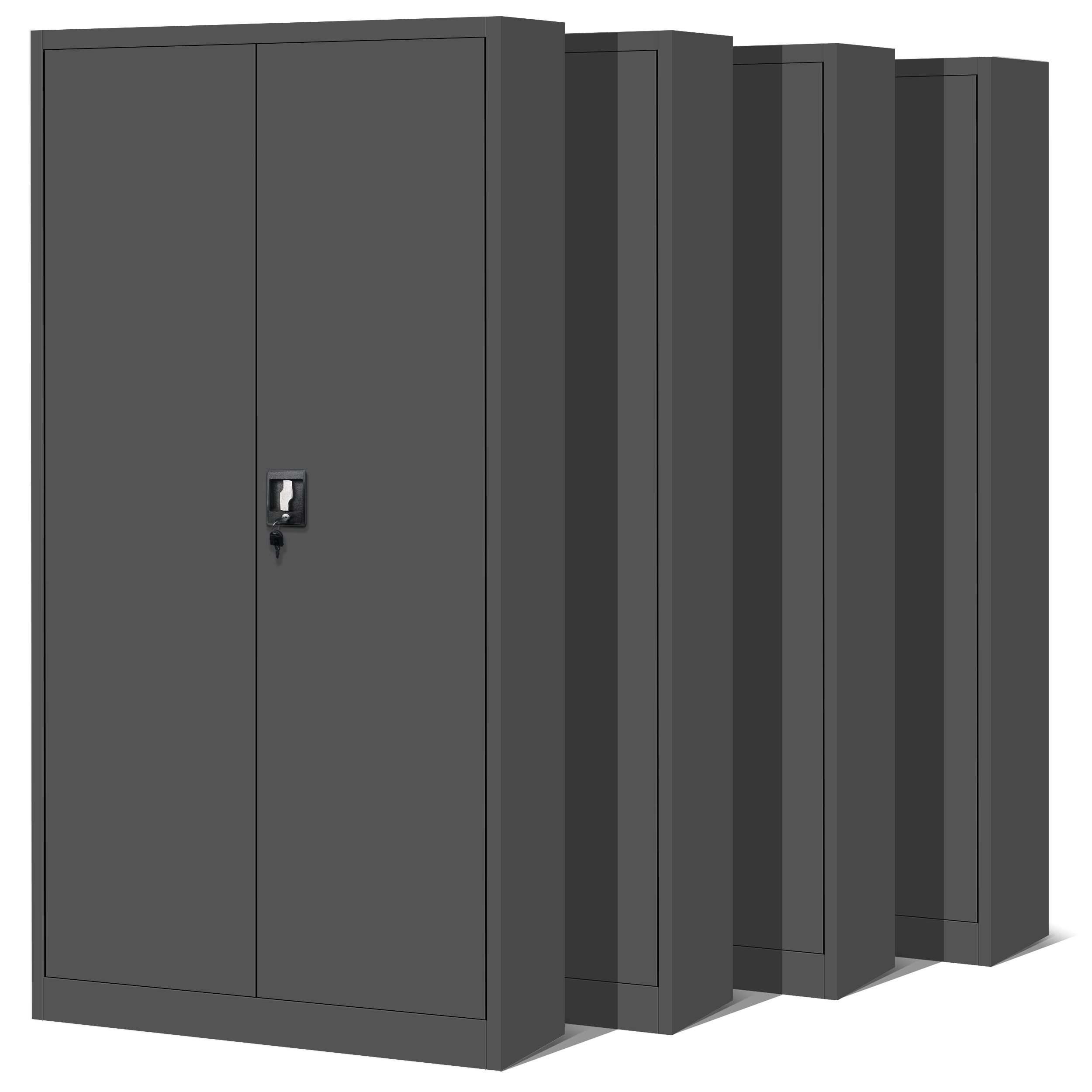 Zestaw 4x szafa biurowa metalowa na akta antracytowa, 900x1850x400 mm: JAN