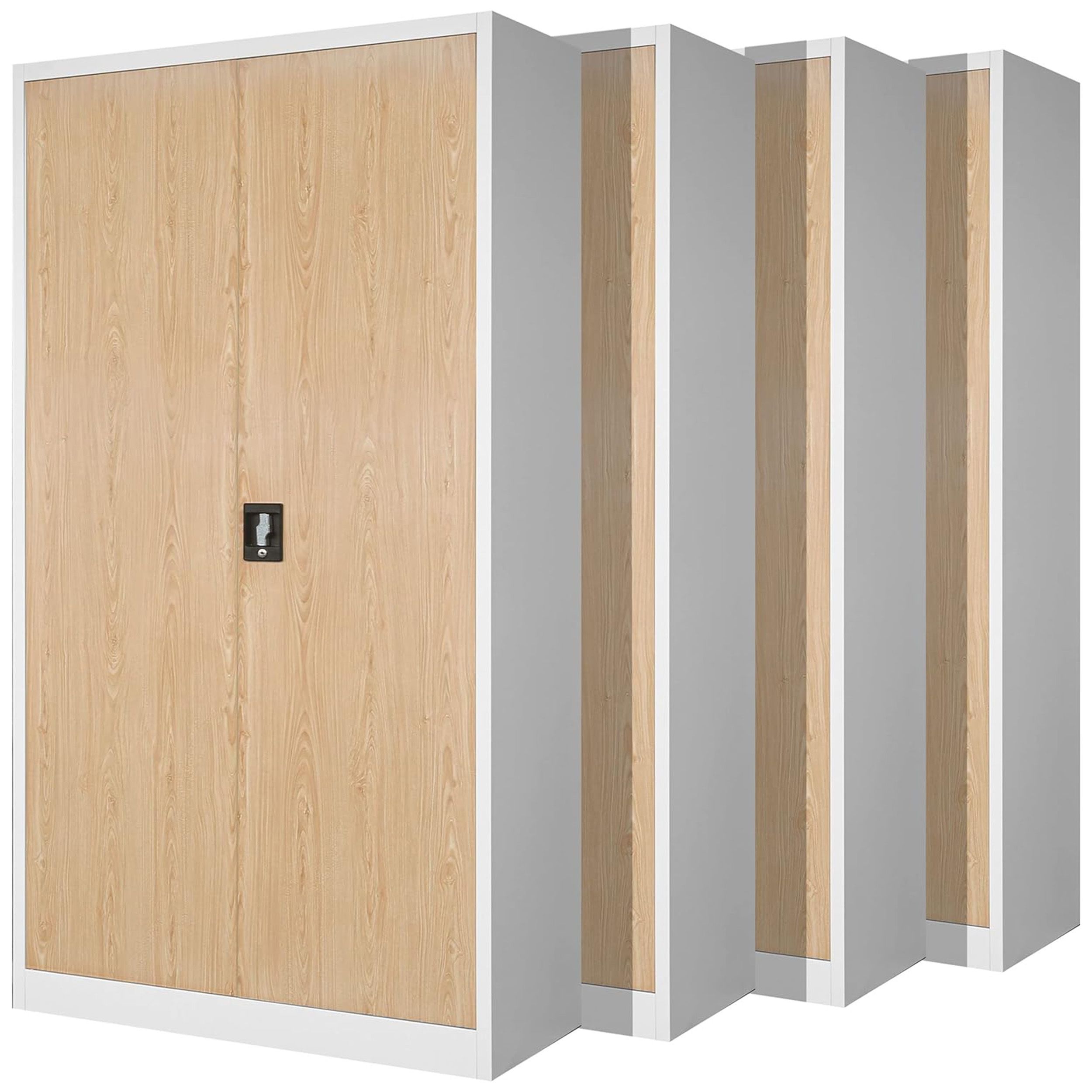 Zestaw 4x szafa biurowa metalowa biała/dąb sonoma, 900x1950x400 mm: JAN H Eco Design