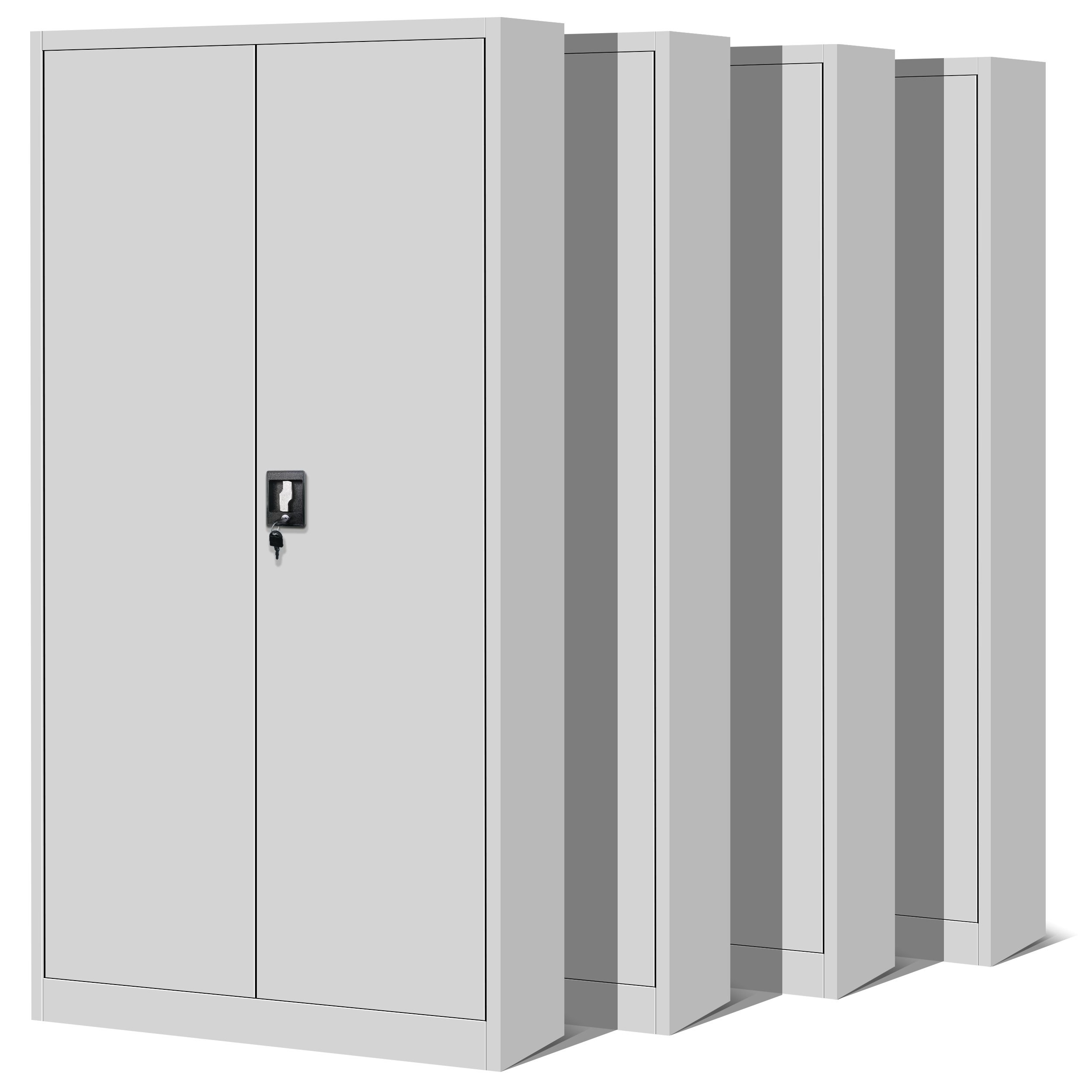 Zestaw 4x szafa biurowa metalowa na akta szara, 900x1850x400 mm: JAN