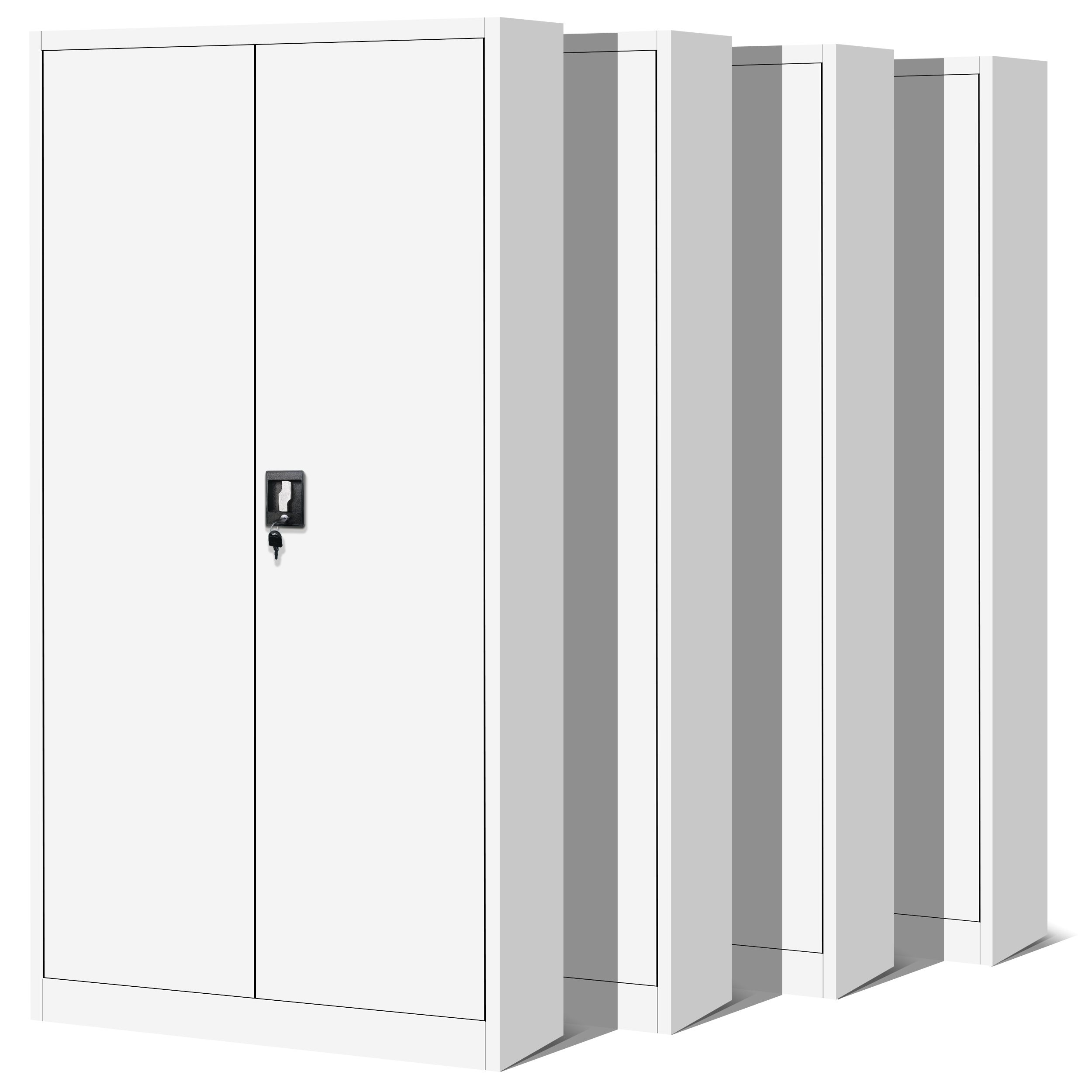 Zestaw 4x szafa biurowa metalowa na akta biała, 900x1850x400 mm: JAN