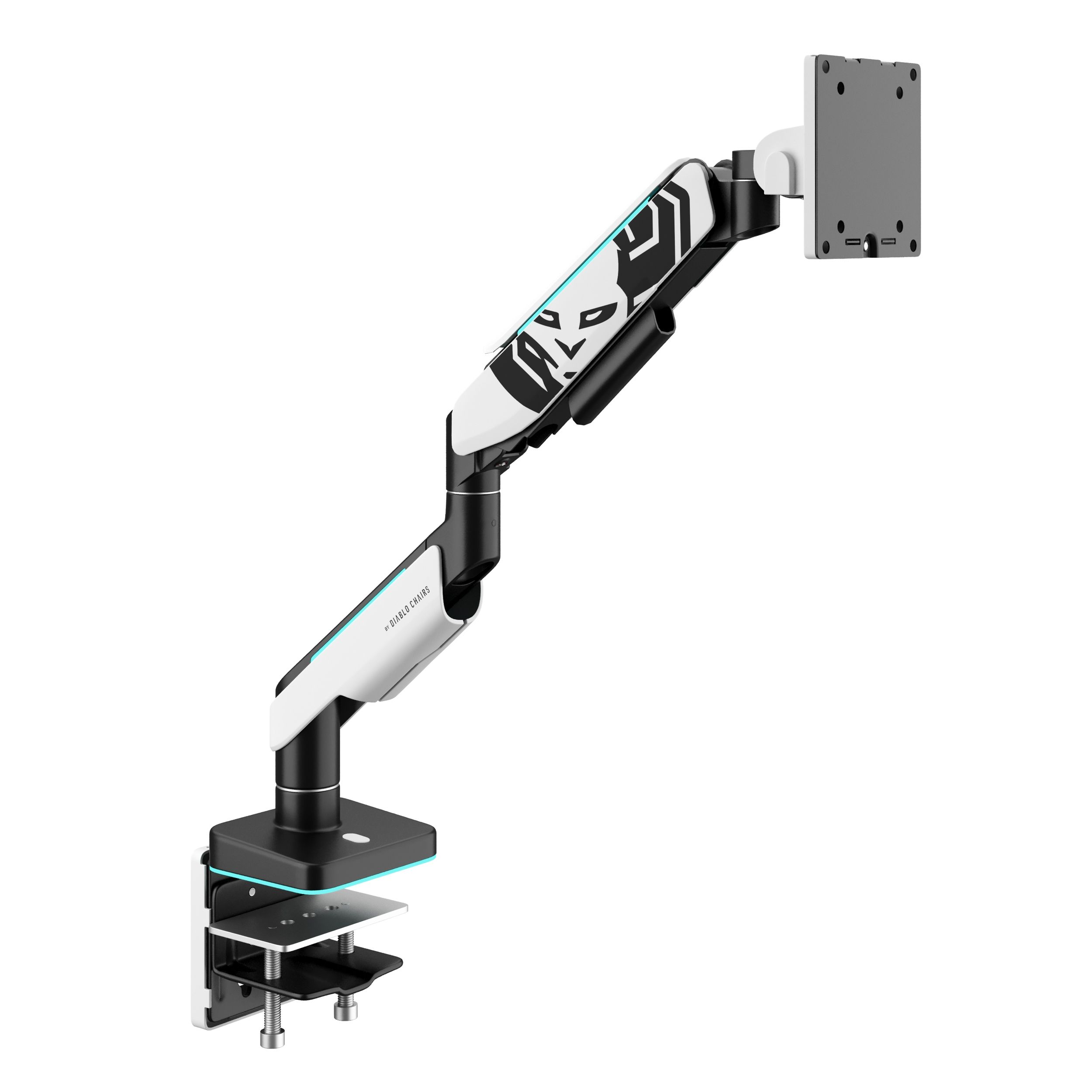 DIABLO CHAIRS Pojedynczy uchwyt na monitor RGB X-ARM biało-czarny | Einzel Monitorhalterung RGB X-ARM weiss-schwarz | Single monitor arm RGB X-ARM white-black