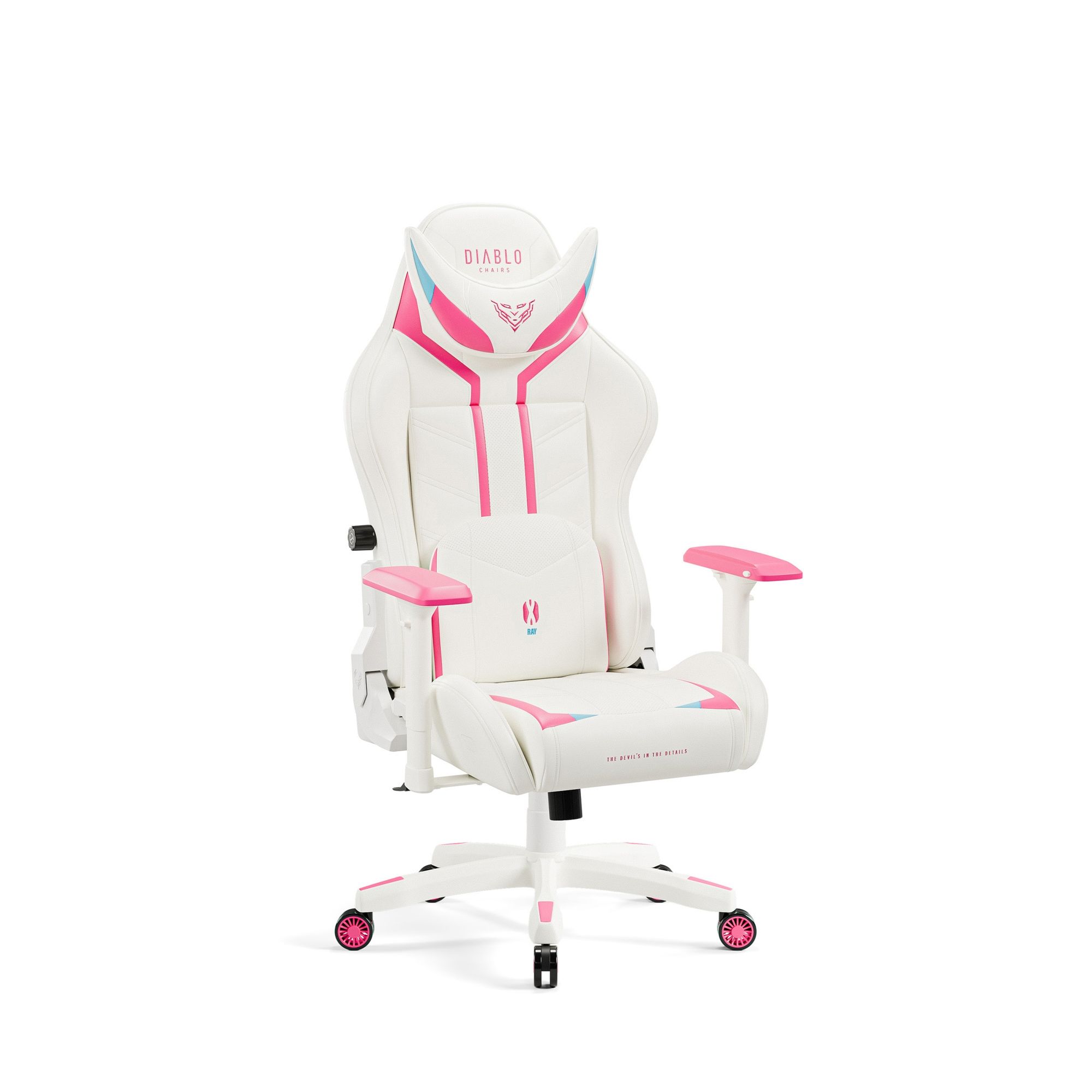 (WYW) DIABLO CHAIRS Fotel Gamingowy X-RAY 2.0 SMALL biało-różowy | Gaming Chair white-pink | Gamingstuhl weiss-rosa