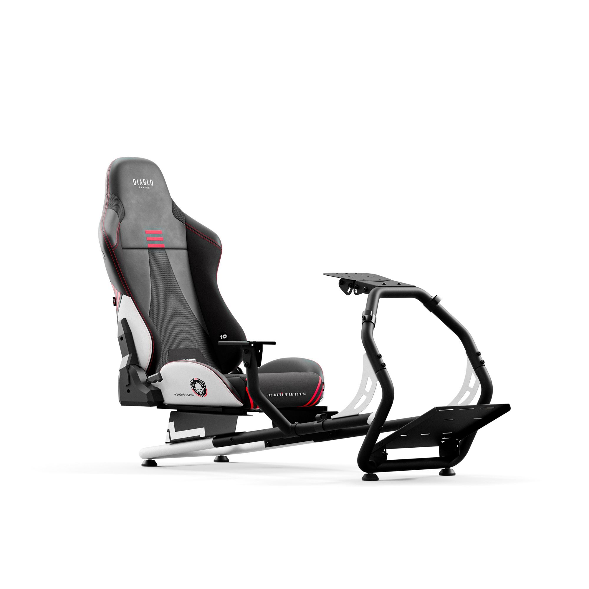 DIABLO CHAIRS Kokpit wyścigowy X-DRIVE czarno-biały | Rennsitz X-DRIVE schwarz-weiss | Racing cockpit X-DRIVE black-white