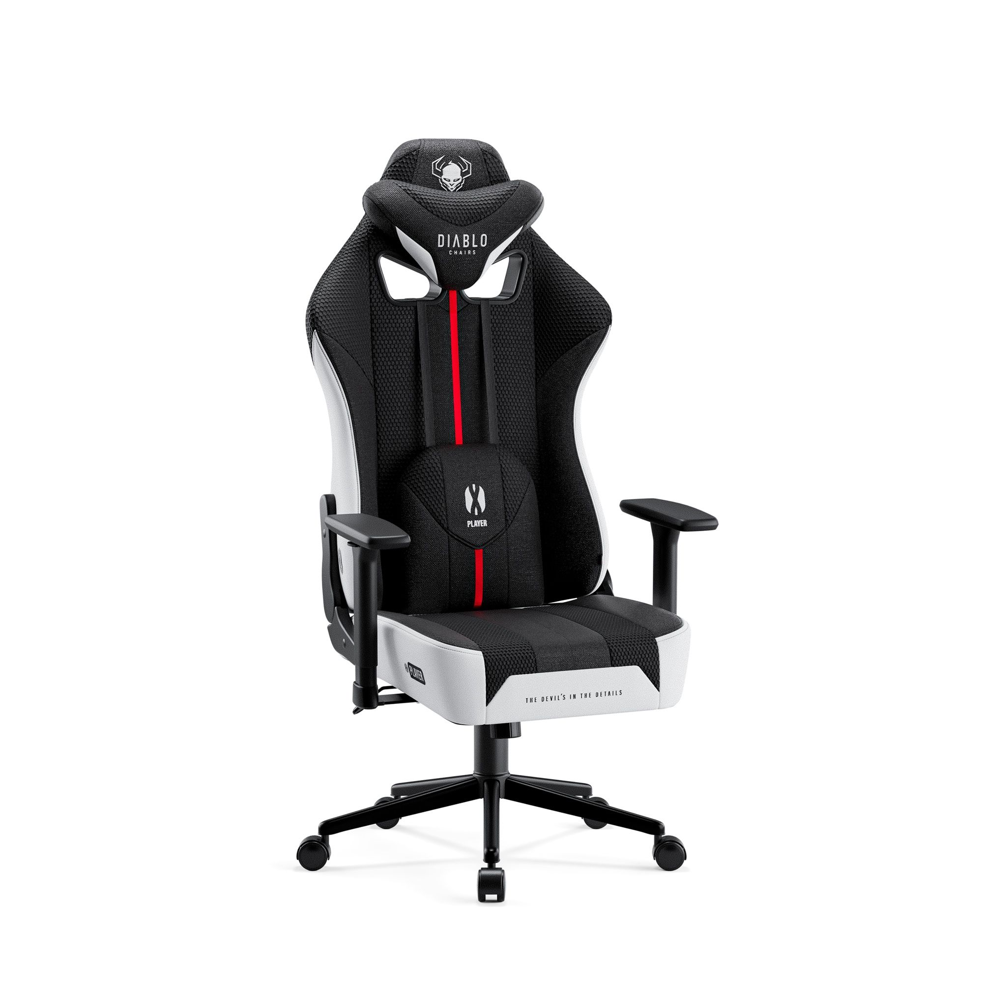 Materiałowy Fotel Diablo X-Player 2.0 Small: Biało-czarny