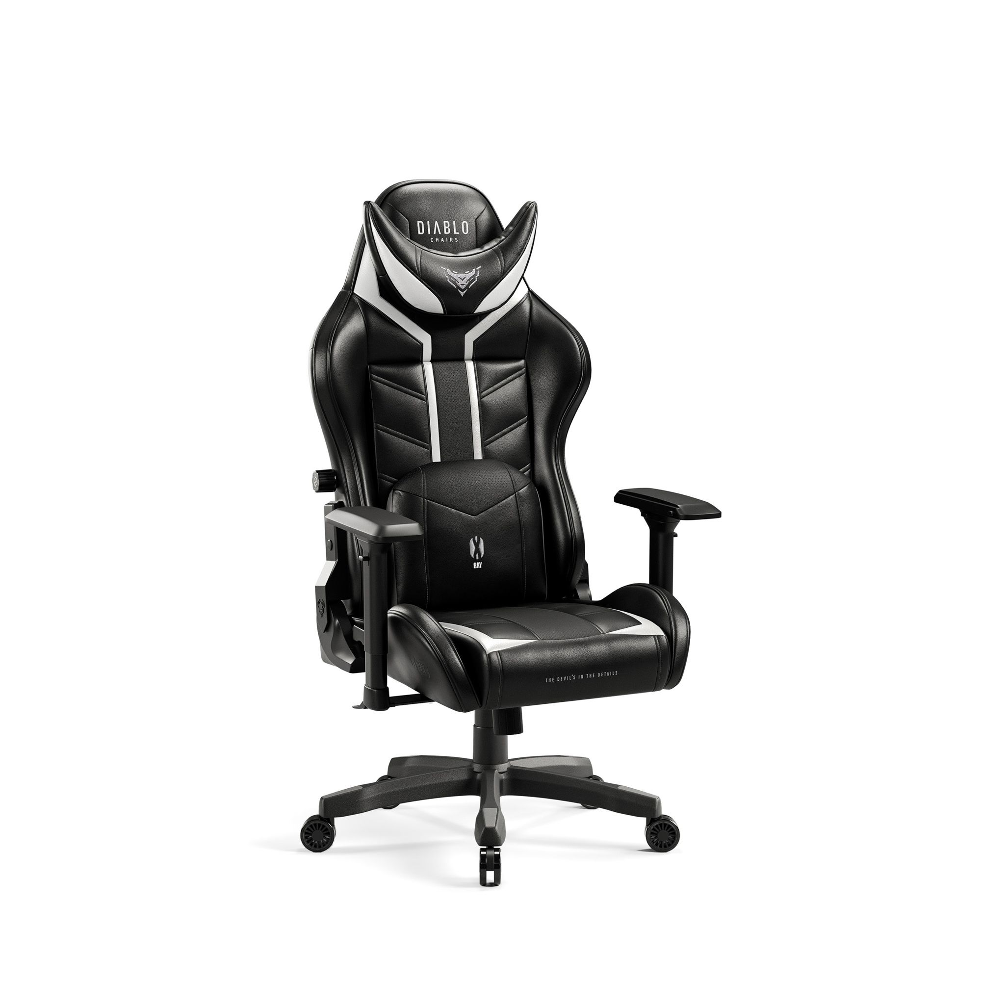 DIABLO CHAIRS Fotel Gamingowy X-RAY 2.0 SMALL czarno-biały | Gaming Chair black-white | Gamingstuhl schwarz-weiss