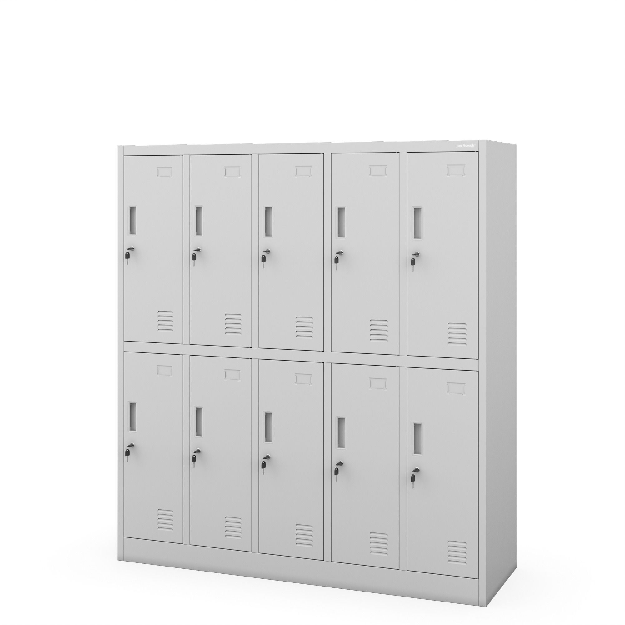 Szafka szkolna BHP szara: 10-komorowa BARTUŚ 1360 x 1500 x 450 mm