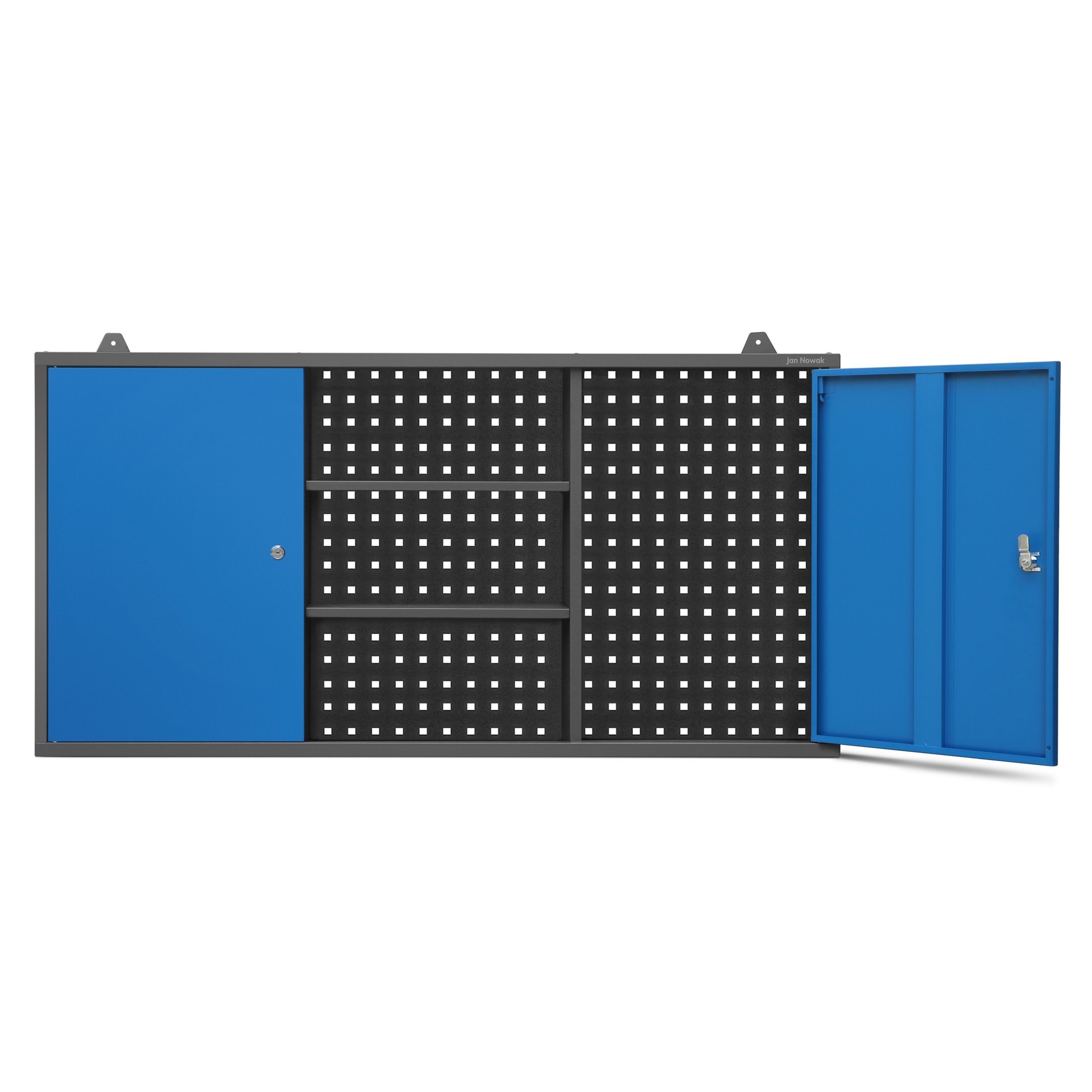 Szafka warsztatowa wisząca antracytowo-niebieska, 1200x600x200 mm: BEN