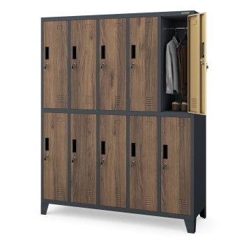 JAN NOWAK Eco Design model BARTEK 1360x1720x450 szafa socjalna 10-drzwiowa antracytowa/orzech