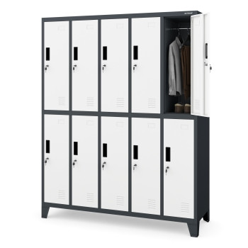 JAN NOWAK model BARTEK 1360x1720x450 szafa socjalna ubraniowa 10-drzwiowa antracytowo-biała