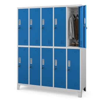 JAN NOWAK model BARTEK 1360x1720x450 szafa socjalna ubraniowa 10-drzwiowa szaro-niebieska