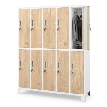 JAN NOWAK Eco Design model BARTEK 1360x1720x450 szafa socjalna 10-drzwiowa biała/dąb sonoma