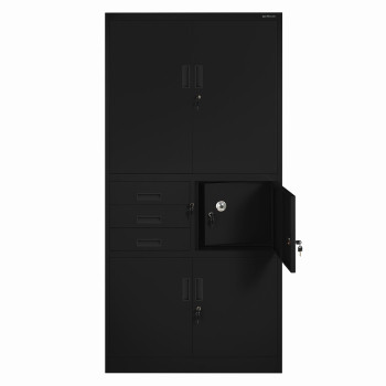 JAN NOWAK model FILIP II 900x1850x400 biurowa szafa metalowa z sejfem na akta i dokumenty: czarna
