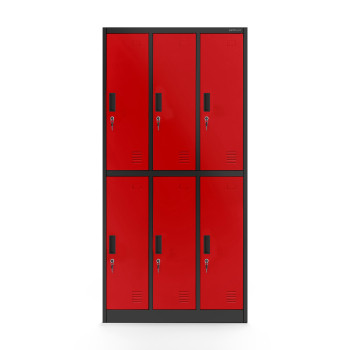 JAN NOWAK model IGOR 900x1850x450 szafa socjalna ubraniowa 6-drzwiowa antracytowo-czerwona