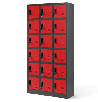JAN NOWAK model KAROL 900x1850x400 skrytkowa szafa socjalna antracytowo-czerwona