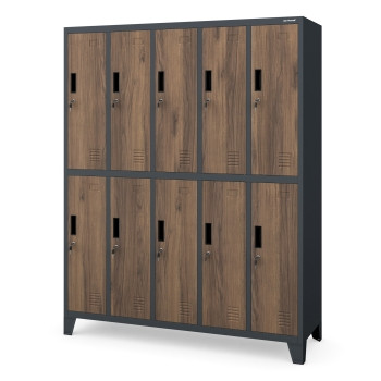 JAN NOWAK Eco Design model BARTEK 1360x1720x450 szafa socjalna 10-drzwiowa antracytowa/orzech