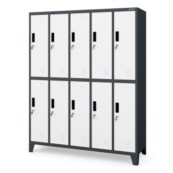JAN NOWAK model BARTEK 1360x1720x450 szafa socjalna ubraniowa 10-drzwiowa antracytowo-biała