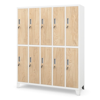 JAN NOWAK Eco Design model BARTEK 1360x1720x450 szafa socjalna 10-drzwiowa biała/dąb sonoma