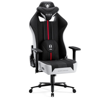 Fotel gamingowy materiałowy Diablo X-Player 2.0 czarno-biały: King Size