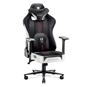Fotel gamingowy materiałowy Diablo X-Player 2.0 czarno-biały: King Size