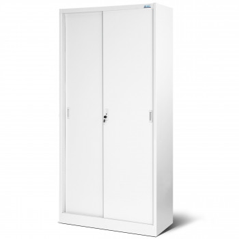 JAN NOWAK model KUBA 900x1850x400 biurowa szafa metalowa z drzwiami przesuwnymi: biała