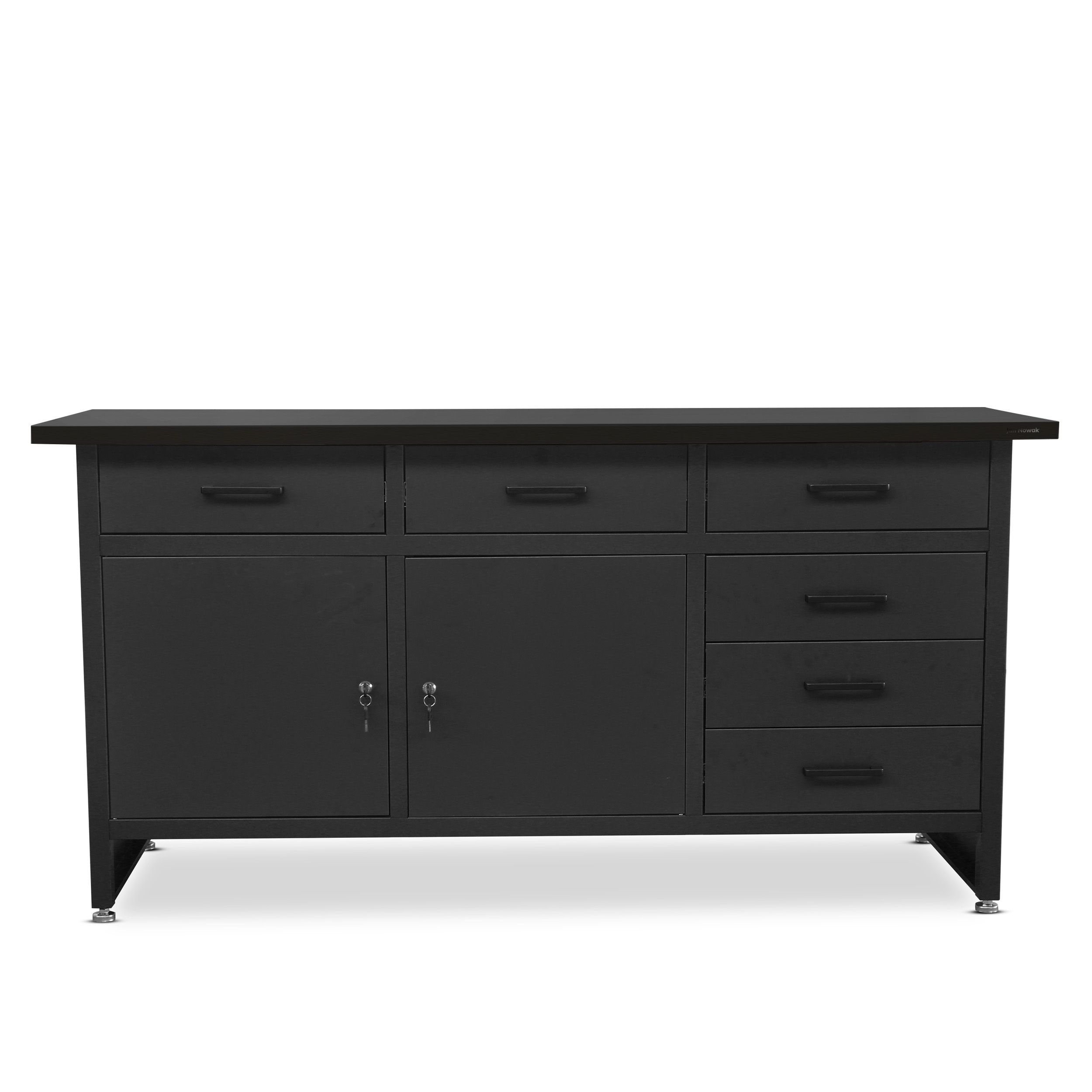 Stół warsztatowy z szufladami czarny, 1700x850x600 mm: HENRY All Black