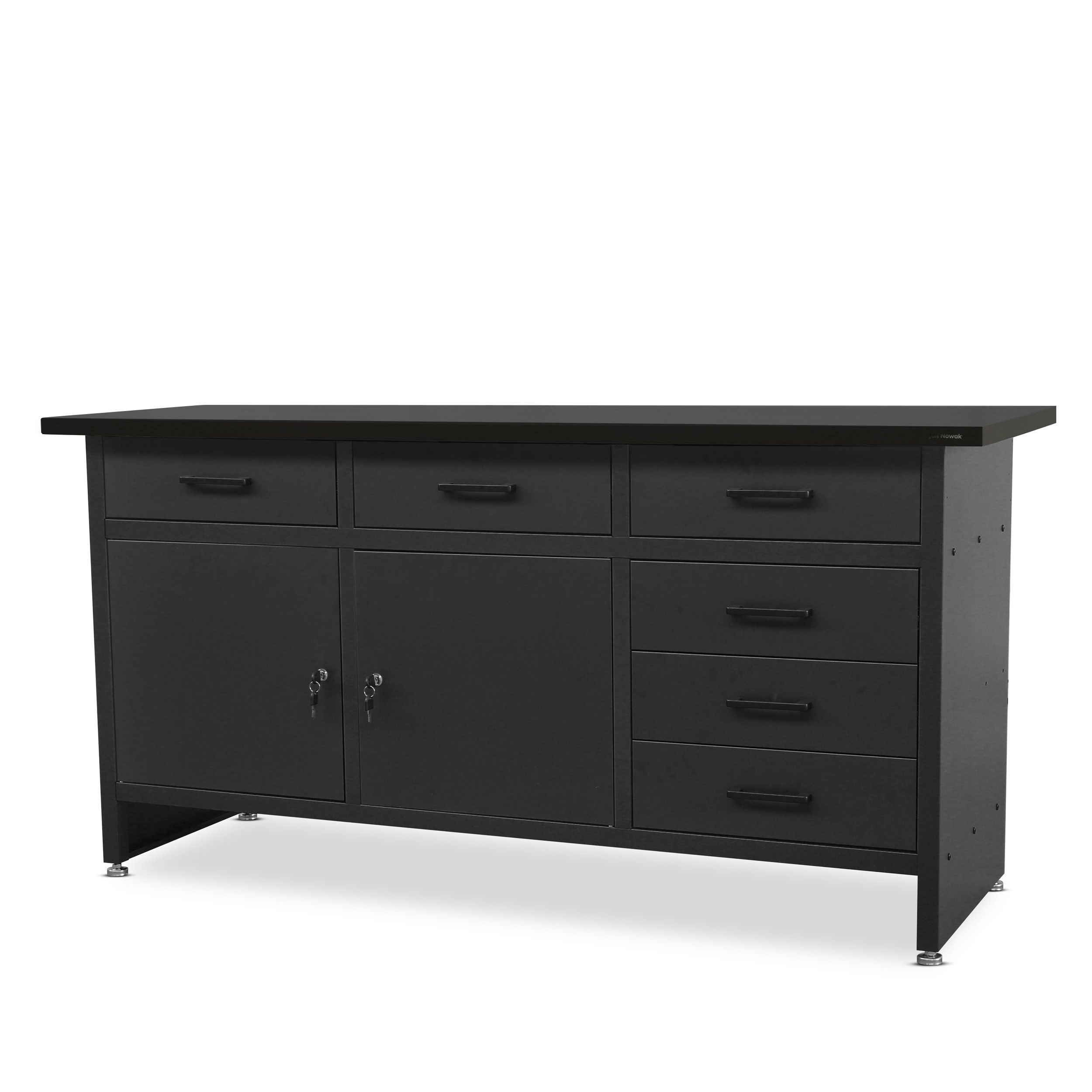 Stół warsztatowy z szufladami czarny, 1700x850x600 mm: HENRY All Black