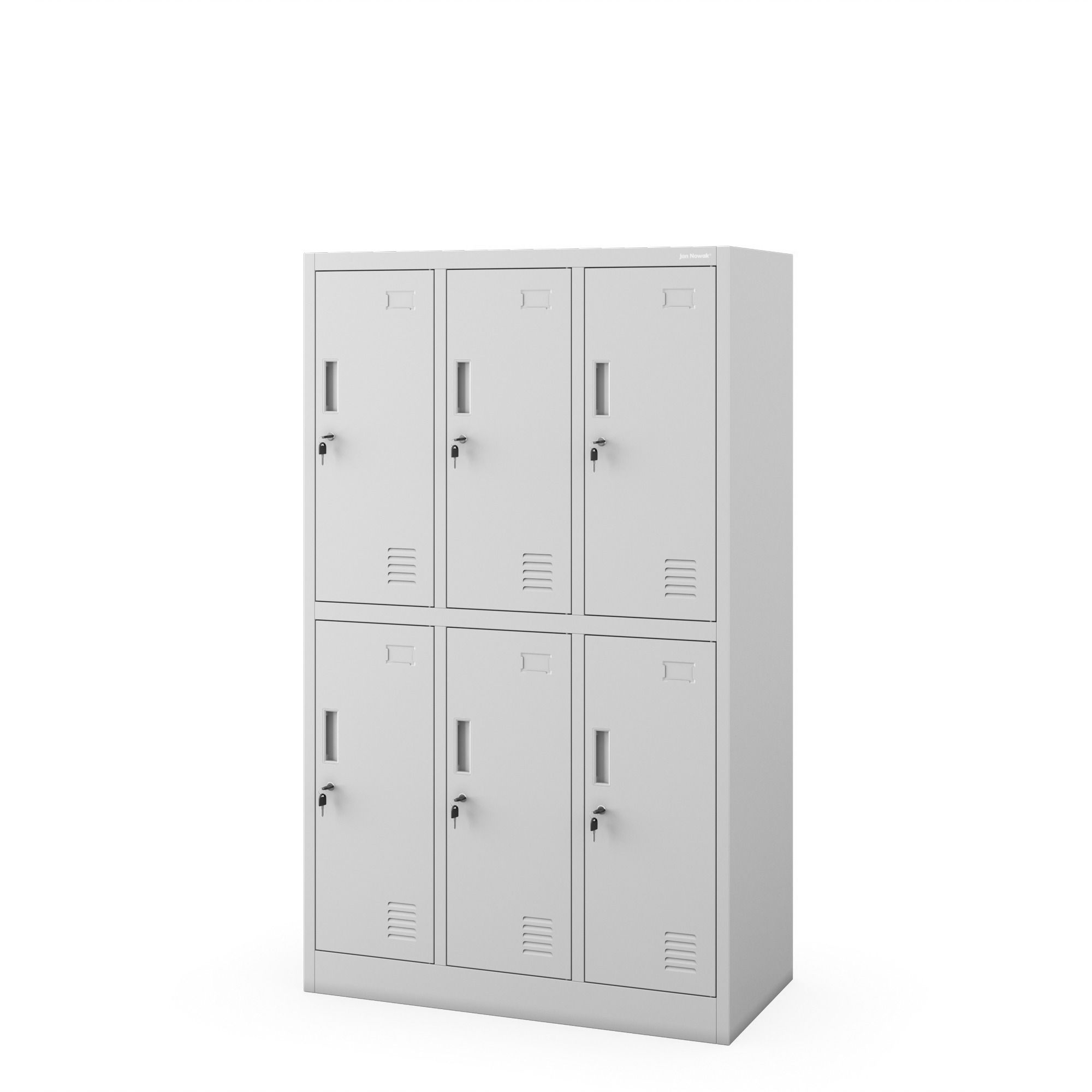 Szafka szkolna BHP szara: 6-komorowa IGOREK, 900 x 1500 x 450 mm