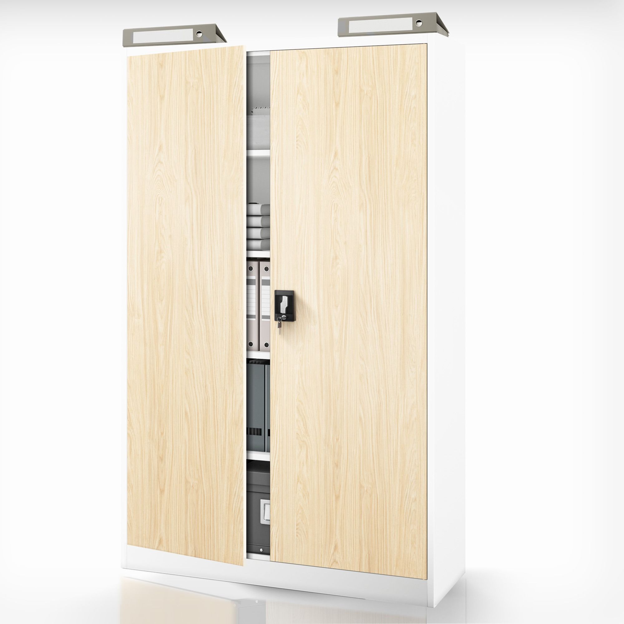 Szafa biurowa metalowa Biała/ Dąb Sonoma: Eco Design JAN II