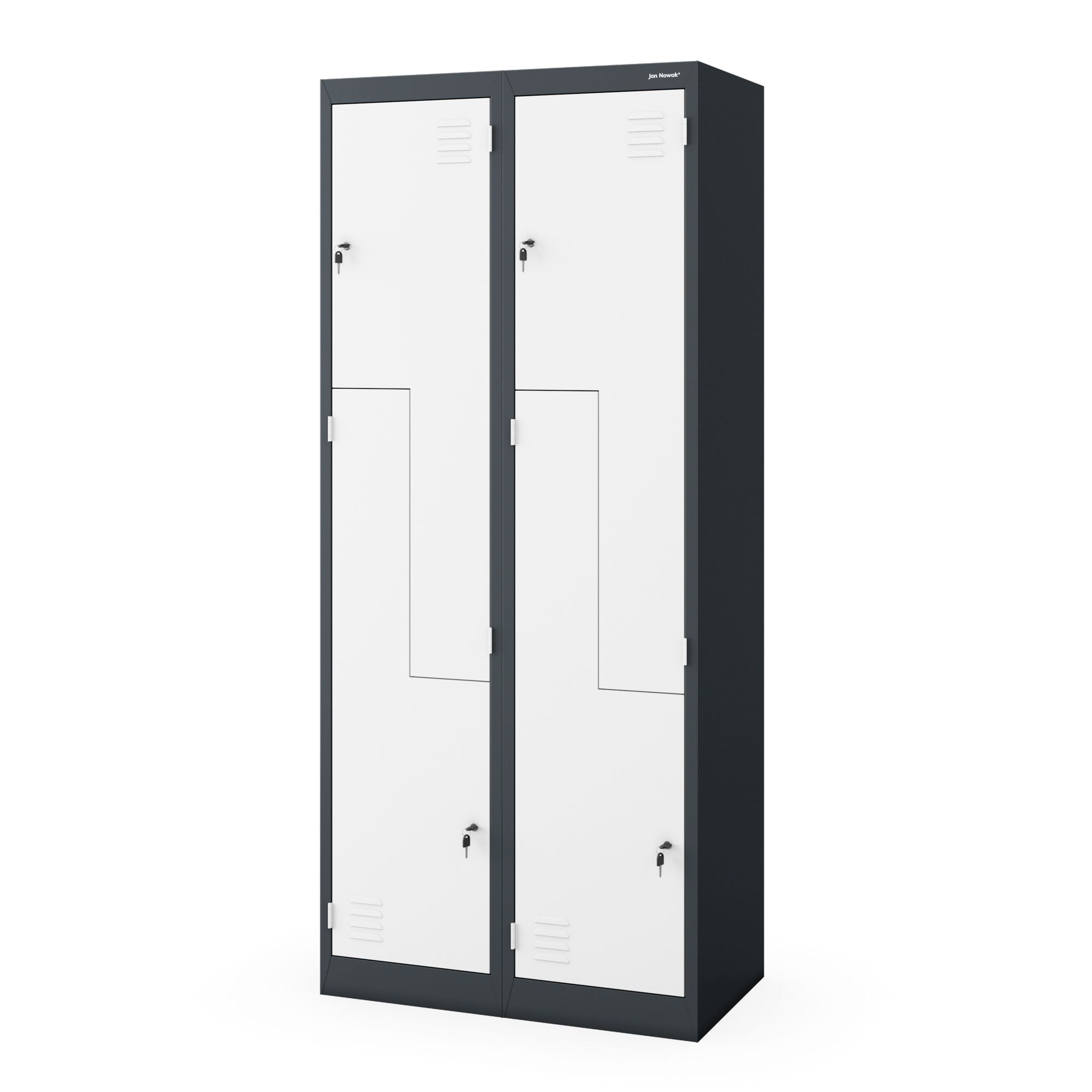 Szafa socjalna ubraniowa typu l, czterokomorowa, antracytowo-biała, 800x1850x450 mm: JULIA