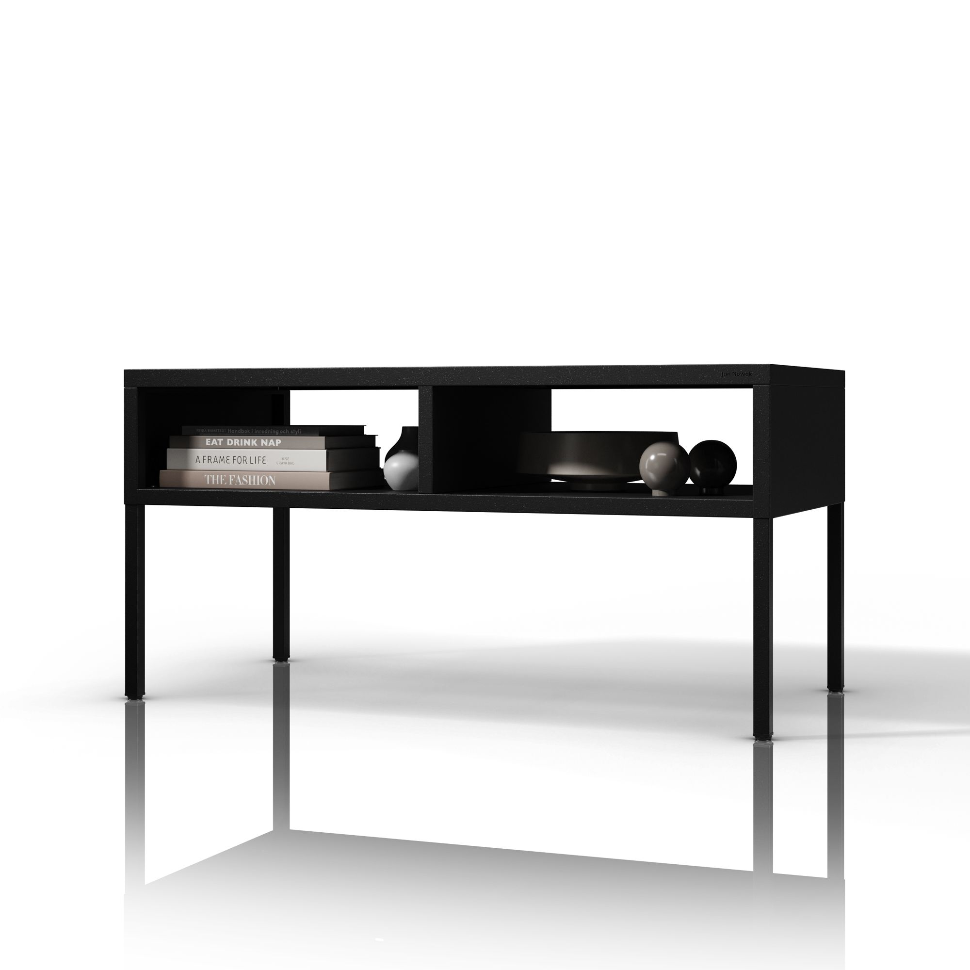 Stolik kawowy metalowy prostokątny czarny, 900x450x450 mm: MATTEO