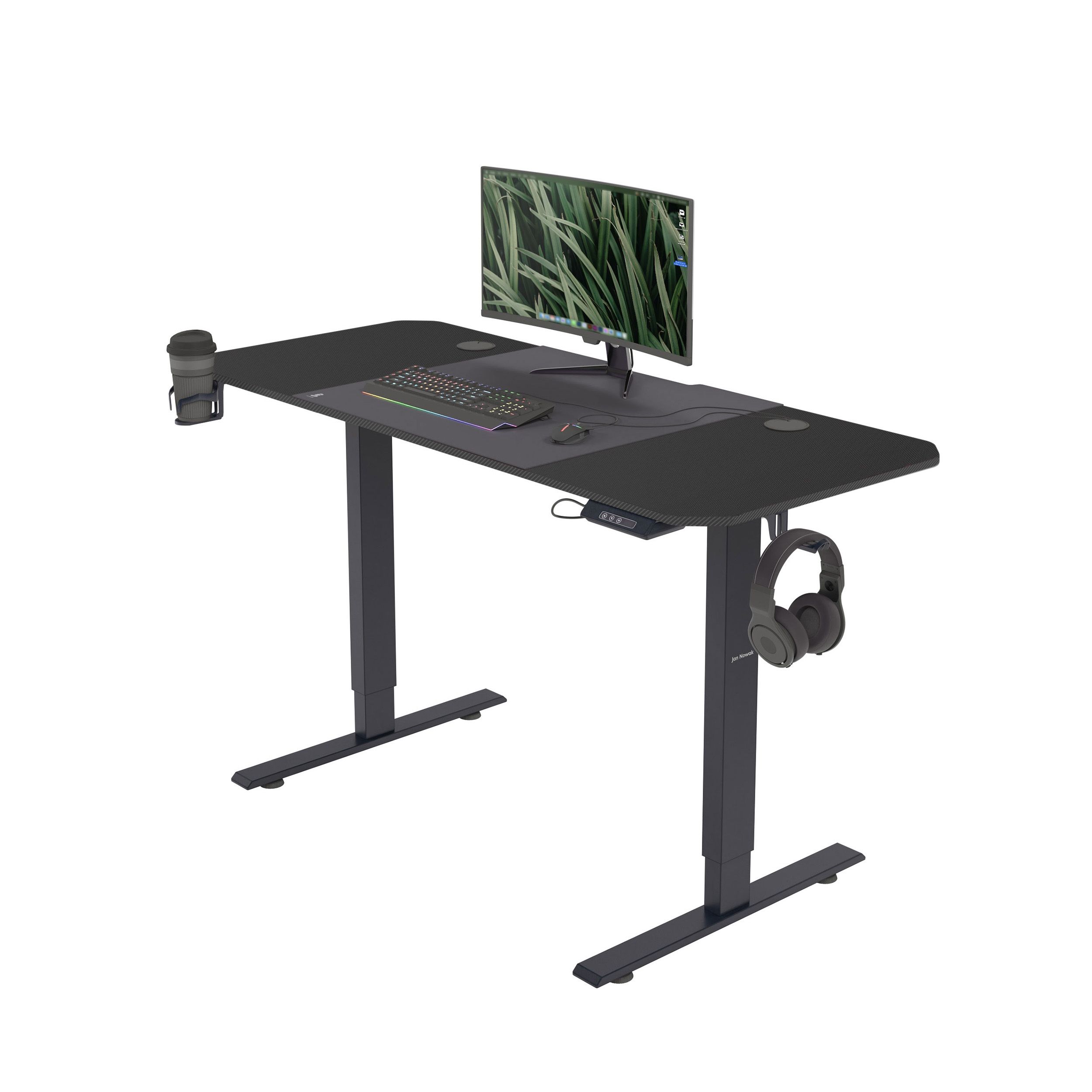 ROB 1400 Biurko elektryczne: Czarne Carbon | Schreibtisch Elektrisch: Schwarz Carbon | Electric desk: Black Carbon