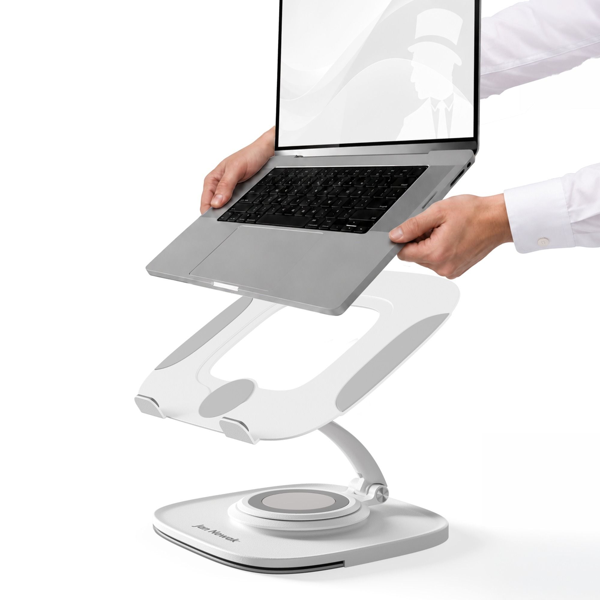 Podstawka stojak pod laptopa regulowana biała, 265x200x74-225 mm