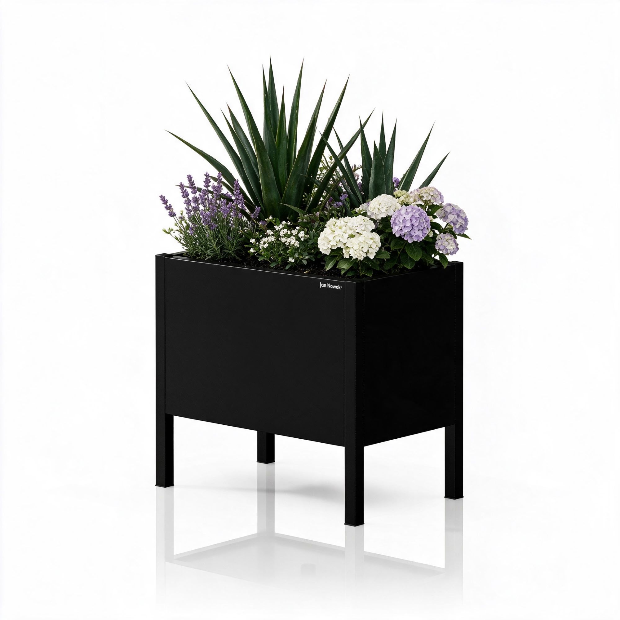 Osłona donica na kwiaty metalowa mała czarna, 400x350x250 mm: DAISY