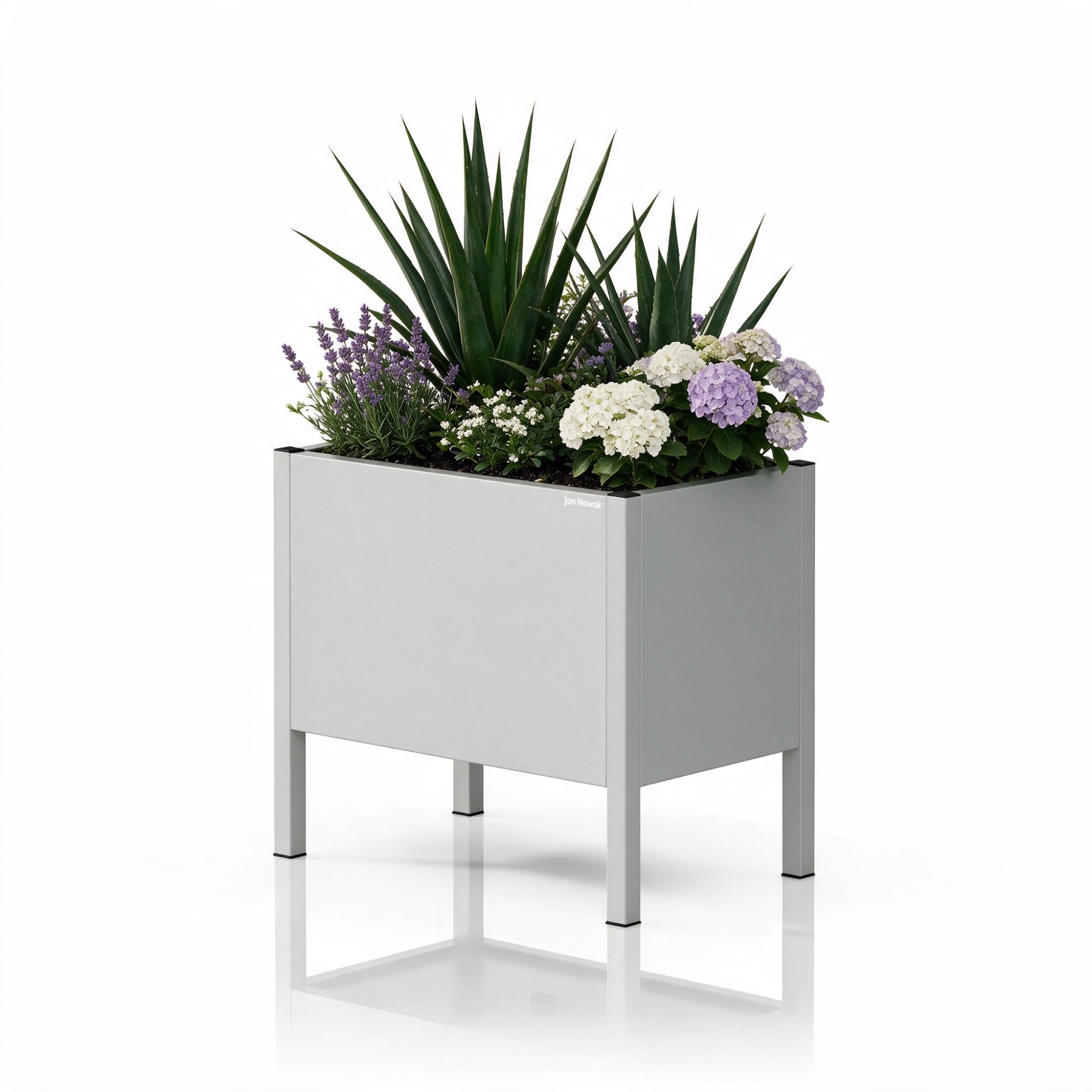 Osłona donica na kwiaty metalowa mała szara, 400x350x250 mm: DAISY