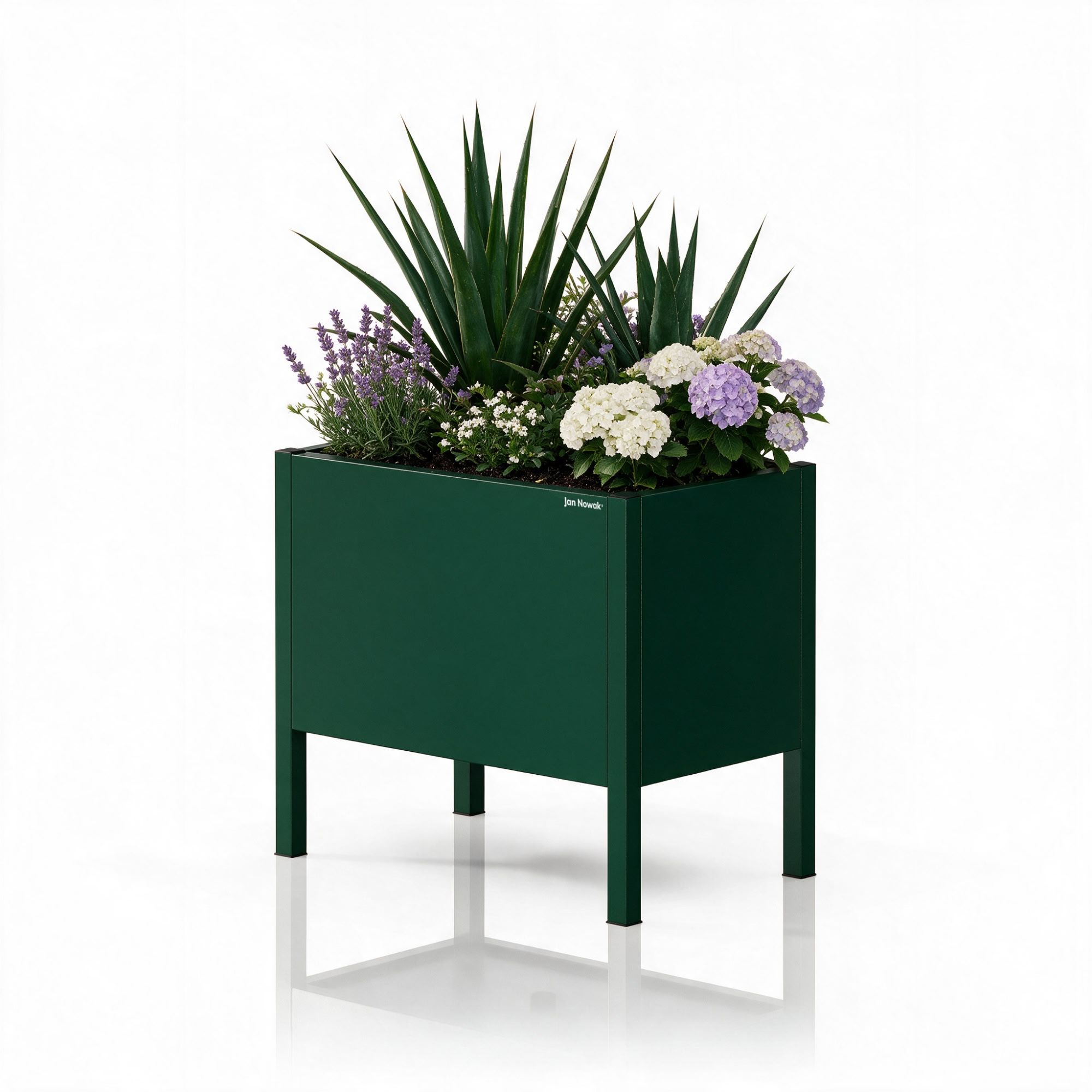 Osłona donica na kwiaty metalowa mała butelkowa zieleń, 400x350x250 mm: DAISY